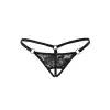 Siyah Dantelli Özel Bölgesi Açık G-String TM1167
