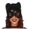Siyah Deri Görünümlü Kedi Maskesi