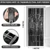 Ekstra Metalize Parlak Saçaklı Arka Fon Perde Siyah