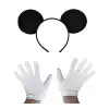 Siyah Mickey Mouse Tacı Ve Beyaz Eldiven Seti Bx40