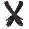 Siyah Renk Dirseğe Kadar Uzun Kumaş Eldiven 40 Cm Bx40