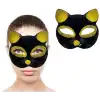 Siyah Renk Gold Simli Kedi Maskesi