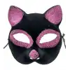 Siyah Renk Pembe Simli Kedi Maskesi