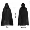 Siyah Uzun Pelerin 120 cm Kapüşonlu