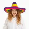 Sombrero Meksika Şapkası Renkli Örme Hasır Çocuk Boy