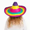 Sombrero Meksika Şapkası Renkli Örme Hasır Çocuk Boy