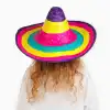 Sombrero Meksika Şapkası Renkli Örme Hasır Çocuk Boy