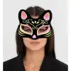 Süet Pembe Sarı Kedi Maskesi