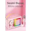 Taşınabilir Rgb Işılı Sevimli Figürlü Mikrofonlu Karaoke Bluetooth Hoparlör Pembe