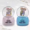 Tatlı Çift Temalı Mini Boy Işıklı Kar Küresi