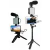 Telefon Tutucu Led Işıklı Kumandalı Mikrofon Telefon Vlog Video Kayıt