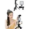 Tripod Telefon Tutucu Kumandalı Mikrofon Led Işık Vlog Video Kayıt