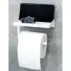 Tuvalet Kağıdı Askılığı - Raflı ve Yapışkanlı - Matkapsız Banyo Aksesuarı