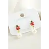 Uğur Böceği Mineli İnci Küpe