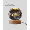 USB Bağlantılı Işıklı Kristal Küre Modern Ahşap Tabanlı Dekor