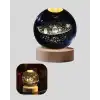 USB Bağlantılı Işıklı Kristal Küre Modern Ahşap Tabanlı Dekor