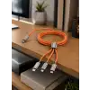 USB Type-C, Lightning ve Micro USB Uyumlu 3ü 1 Arada Hızlı Şarj Kablosu