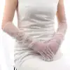 Uzun Boy Beyaz Puantiyeli Beyaz Renk Yetişkin Tül Eldiven