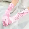 Uzun Boy Ekstra Parlak Saten Eldiven Pembe Renk