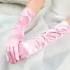 Uzun Boy Ekstra Parlak Eldiven Pembe Renk İç Kısım Vinleks Deri Dirsek Boyu