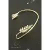 Yaprak Zirkon Taşlı Lüks Çelik Kıkırdak Küpe