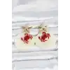 Yengeç Model Yıldız Detaylı Sedefli Kadın Küpe