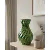 Yeşil Spiral 3D Baskı Vazo Estetik Modern Ev Ofis Dekoru
