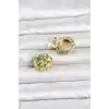 Yeşil Zirkon Taşlı Düğme veya Manşet Broşu