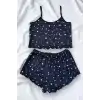 Yıldız Desenli Lacivert Şortlu Pijama Takımı