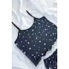 Yıldız Desenli Lacivert Şortlu Pijama Takımı
