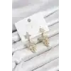 Yıldız Model Gold Renk Zirkon Taşlı Küpe