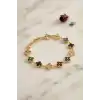 Yonca Model Karışık Renk Zirkon Taşlı Kadın Bileklik