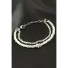Yonca Şerit Taşlı İnci Bileklik