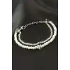 Yonca Şerit Taşlı İnci Bileklik