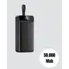 Yüksek Kapasiteli 50.000 mAh Powerbank – Type-C, Lightning ve Micro USB Uyumlu, Çoklu Cihaz Şarj Özellikli