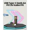 Yüksek Performanslı Aa Usb Şarjlı Lityum Pil | 1.5v Sabit Güç | 2’li Paket