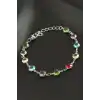 Yuvarlak Kristal Taşlı Çelik Bileklik