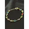 Yuvarlak Kristal Taşlı Çelik Bileklik