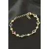 Yuvarlak Kristal Taşlı Çelik Bileklik