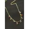 Yuvarlak Kristal Taşlı Kolye