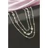 Yuvarlak Kristal Taşlı Üçlü Kolye