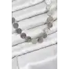 Yuvarlak Plaka Model Gümüş Renk Kadın Kolye