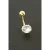 Yuvarlak Zirkon Taşlı Çelik Piercing 1 Adet
