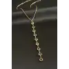 Yuvarlak Zirkon Taşlı Çelik Y Kolye