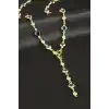 Yuvarlak Zirkon Taşlı Çelik Y Kolye