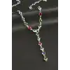 Yuvarlak Zirkon Taşlı Y Kolye