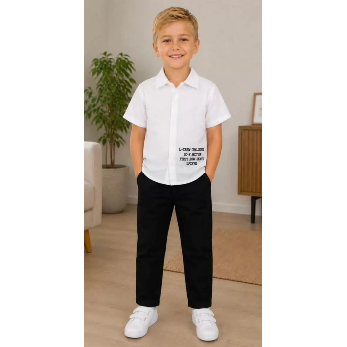 2/10 Yaş Müslin Gömlek Denim Pantolon Çocuk Takımı