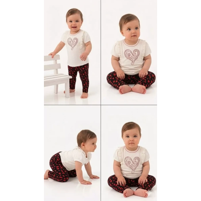 3/12 Ay Çiçek Taytlı Pamuk Bebek Takımı