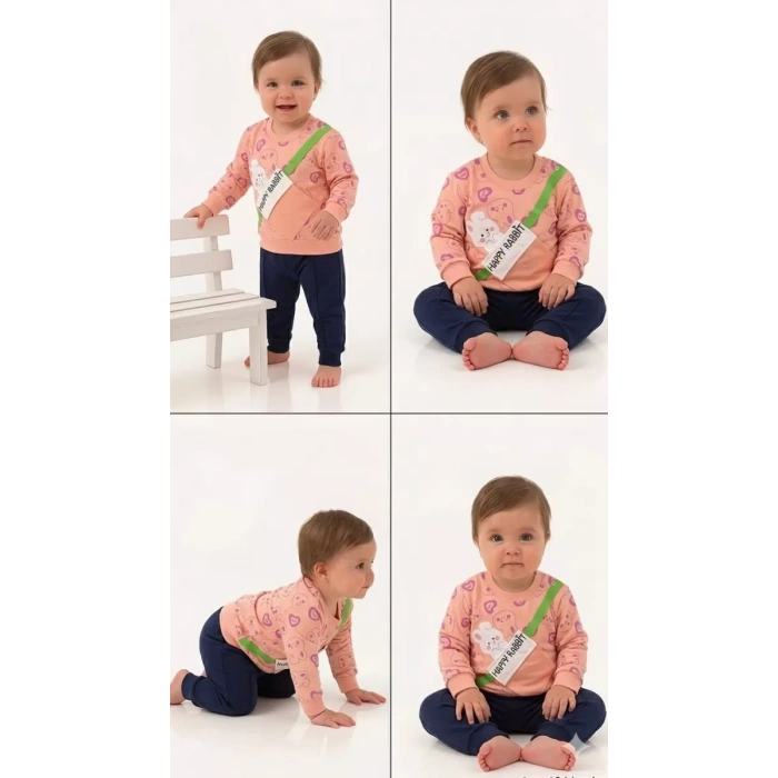 6/24 Ay Baskılı Penye Bebek Takımı
