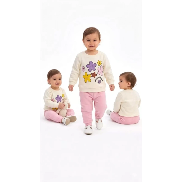 6/24 Ay Çiçek Baskılı Basic Bebek Takımı